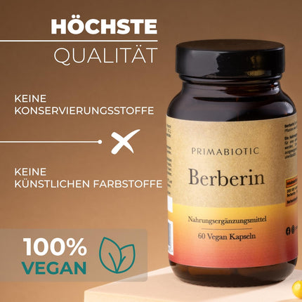 Primabiotic BERBERINE 400MG - 60 VEGAN Capsules | Berberis Vulgaris Extract | Natural Metabolism and Liver Health Support | Maximum Absorption | Liver Digestion, Bowel Function