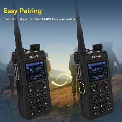 Retevis C62 Walkie Talkie Dual Band, Long Range Ham 2-Way Radio, 2000 mAh Rechargeable Walkie Talkies for Adults, for Hiking/Hunting/Camping (Black, 2 Pack)