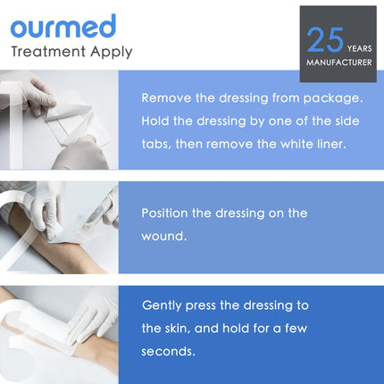 Ourmed Sterile Wound Plasters 8 x 15 cm, Self-adhesive sterile wound dressing with strong adhesion, protects against cuts and scratches, painless removal, individually wrapped, pack of 25