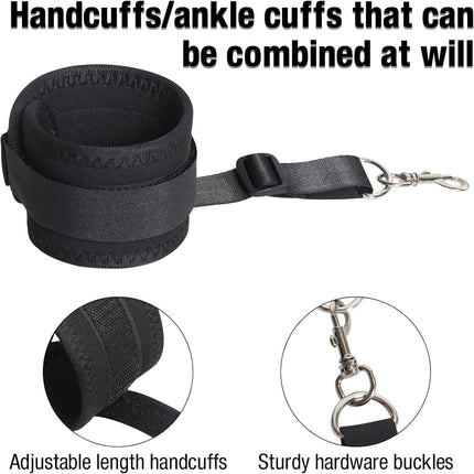 BDSM bondage sex toys for couples extreme sex, hanging door cuffs toy with adjustable bed cuffs handcuffs ankle cuffs feather whip and blindfold erotic bondage set for beginners