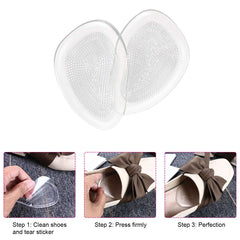 URAQT Foot Cushion Pads, 3 Pairs Silicone Pads Forefoot Gel Cushion Forefoot Shoe Insoles Anti-slip for Gel Cushion Forefoot Heel Protection High Heels Shoe Pads, Insoles Forefoot, Ball Cushion