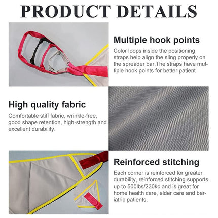 YNITJH Patient Lift Sling, Full Body Patient Lift Toilet Belt Lifting Straps Sling with Toilet Opening Split Leg Strap, Made of Mesh Fabric, Maximum Load 230kg/507 lb, C