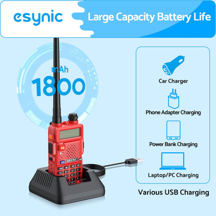 eSynic Professional Rechargeable UV5R Radio 128 Channels Walkie Talkie