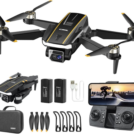 Rugged Brushless Motor Drone with Camera for Beginners, CHUBORY A68 WiFi FPV Quadcopter with 2K HD Camera, Auto Hover, 3D Flips, Headless Mode, Trajectory Flight, 2 Batteries
