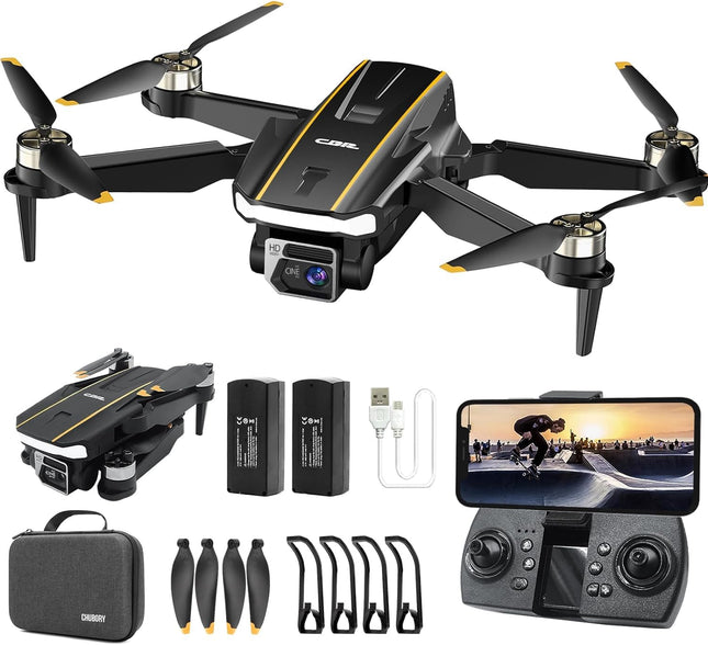 Rugged Brushless Motor Drone with Camera for Beginners, CHUBORY A68 WiFi FPV Quadcopter with 2K HD Camera, Auto Hover, 3D Flips, Headless Mode, Trajectory Flight, 2 Batteries