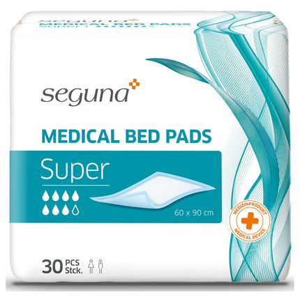 SEGUNA Medical Bed Pads, protective pad Super, 60x90 cm, 4 x 30 pieces (= 120 pieces), medical pads, incontinence pads, disposable pads, single-use pads, incontinence bed protection
