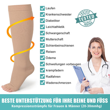Evolyline 2 pairs of medical compression stockings for women and men 20-30 mmHg Class 2, compression socks for thrombosis stockings for women, support stockings for women, support tights for varicose veins and ankles