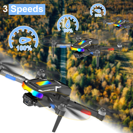 Drone with 4K Camera, GuKKK Mini Drone with 2 HD Cameras, Foldable FPV Drone Live Transmission, Camera Electrically Adjustable with 2 Batteries, RC Drones WiFi FPV Transmission Quadcopter for Beginners