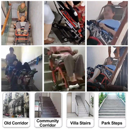 XZLZMYP Yellow, Crawler Stair Climber Portable Foldable Electric Stairlift Wheelchair Manual Stair Climbing Wheelchair For Elderly Patients Can Go Up And Down Stairs