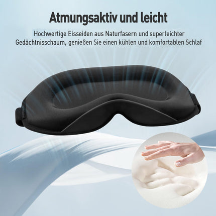 Umisleep Sleep Mask for Side Sleepers, 3D Eye Sockets and Adjustable Elastic Strap, Light-Blocking and Breathable, Eye Mask for Men and Women, Suitable for Travel Yoga, Black