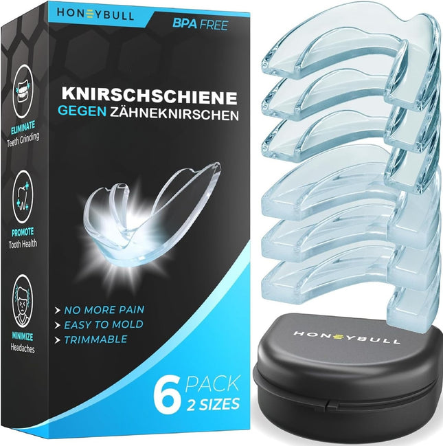 HONEYBULL Nighttime Teeth Grinding Guard [6-Pack - Mixed] Available in 2 Sizes | Comfortable Custom Mouth Guard for Teeth Grinding, Bruxism, and Nighttime Bite Guard (Mixed)