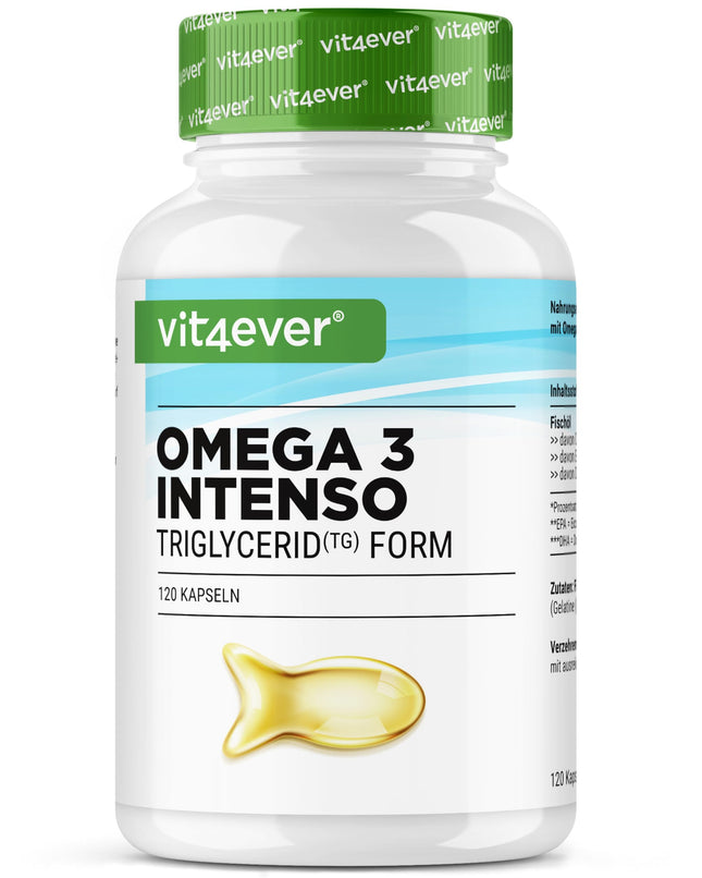 Premium Omega 3 with 80% fatty acids - 120 capsules - 1000 mg fish oil per capsule with EPA &amp; DHA - Triglyceride form - Elaborately purified from sustainable fishing