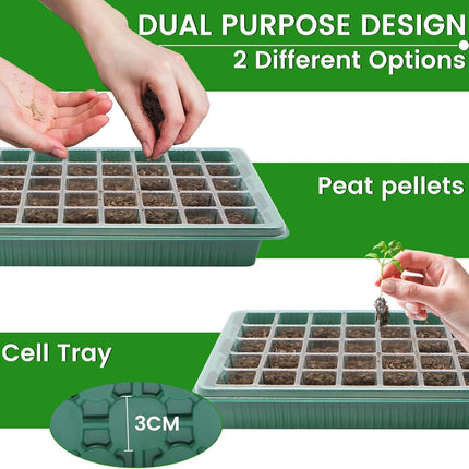 2 pieces 80 cells Seed Starter Tray Mini Greenhouse Cultivation Set with Timing Controller Adjustable Brightness, Indoor Greenhouse Cultivation Box with Plant Lamp for Plant Growth