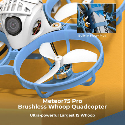 BETAFPV Meteor75 Pro Brushless Whoop Quadcopter with Matrix 1S ​​5IN1 FC, 45mm 3-Blade Props, Flight Time Up to 6.5mins with BT2.0 550mAh 1S Battery, for FPV Drone Freestyle Racing Indoor Outdoor - ELRS