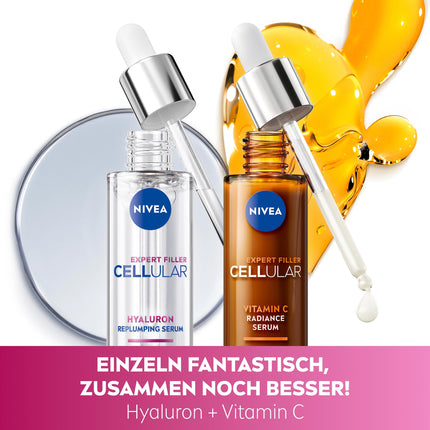 NIVEA Cellular Expert Filler Replumping Hyaluronic Acid Serum, light and fast-absorbing serum with pure hyaluronic acid, facial care for reduced wrinkles in one week (15 ml)