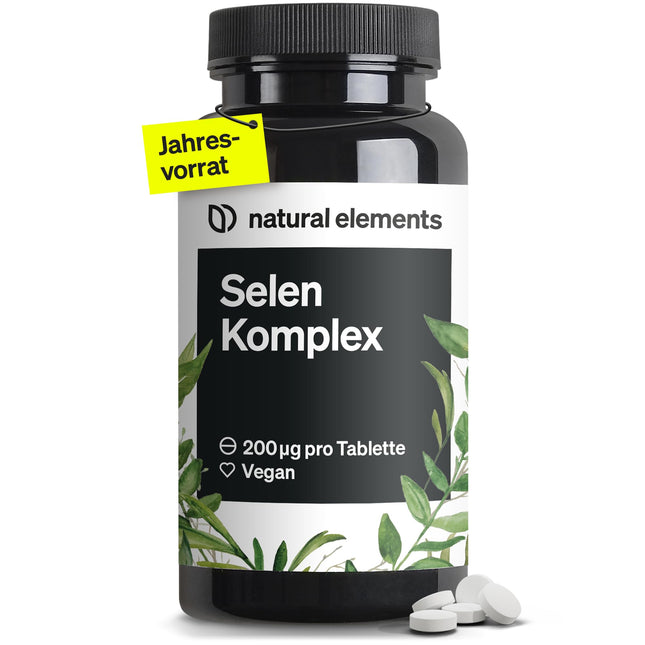 Selenium Complex – 365 tablets with 200µg each – Complex of sodium selenite and selenomethionine – vegan, high-dose, without unnecessary additives – produced in Germany and laboratory-tested