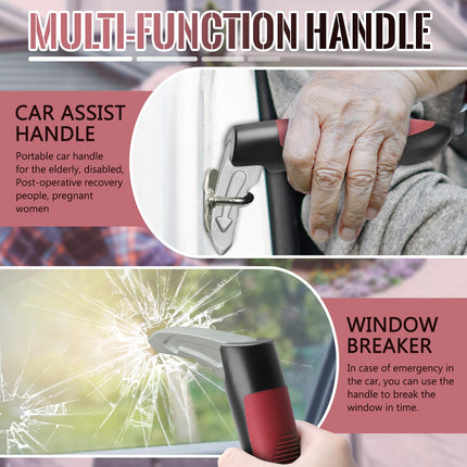 Milifox Car Exit Aid for Seniors, Multifunctional Vehicle Assistance Car Handle for Elderly People, Red