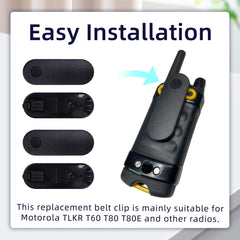 4 Pack Walkie Talkie Belt Clip, Belt Clip Replacement Portable Belt Clamp Compatible with Motorola, Radio Belt Clip for T92 T80 T80ex 480 T600 H20 TLKR T60 T80E