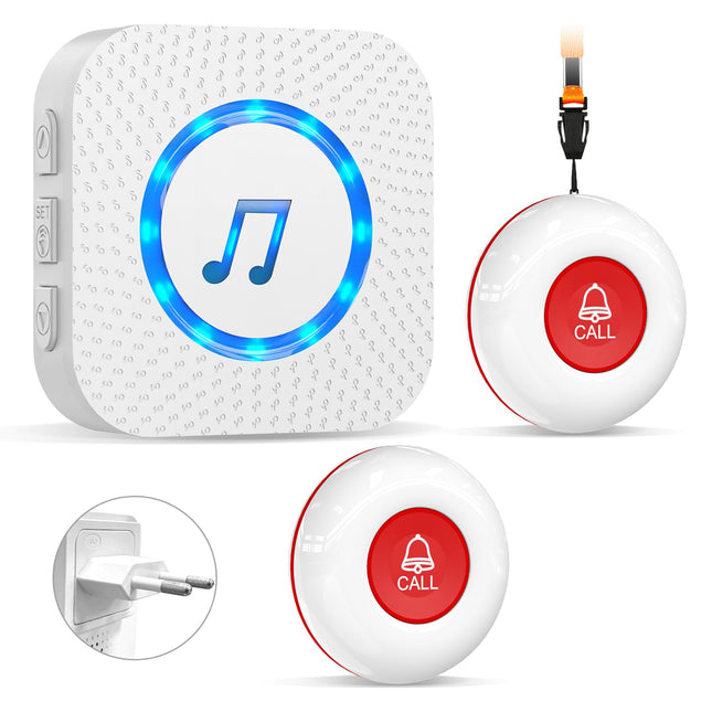 ChunHee Emergency Call Button for Seniors/Senior Emergency Call/Home Emergency Call Internal 150M SOS Alarm Wireless for Patient Elderly Caregivers Receiver*1+Call Button*2