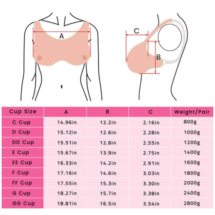 Vollence E Cup Strap on Silicone Breast Forms Fake Boobs False Breasts Prosthesis for Mastectomy Crossdresser Transgender Cosplay