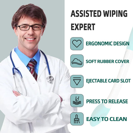 2 pcs Wiping Aid for Buttocks - Toilet Aid for Wiping the Buttocks, Toilet Aid for Seniors, 38cm Long Reach Comfort Wipe
