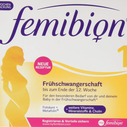 Femibion ​​1 Early Pregnancy, Daily Food Supplement for Weeks 1-12, with Choline, Folic Acid, Metafolin, 4-Week Pack, 28 Tablets