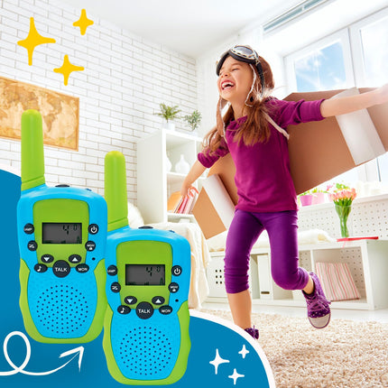 Maxlife Walkie Talkie Kids Blue-Green MXWT-200 - Secure 8 Channels - Walkie Talkie Set of 2 - Long-Range Walkie Talkie - Outdoor Games for Kids - Toys for Ages 3 and Up - Gifts for Kids