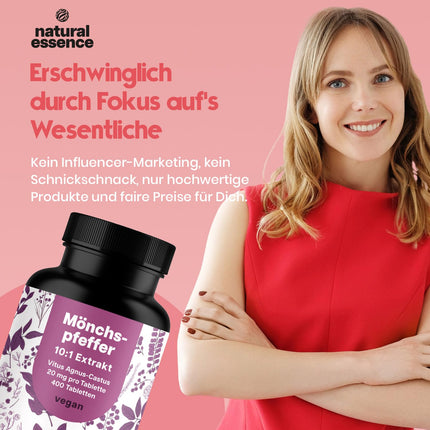 High-dose chasteberry - 400 tablets - 20mg per tablet - 10:1 extract from original Agnus Castus - Dietary supplement for women - Vegan and produced in Germany. Laboratory-tested.