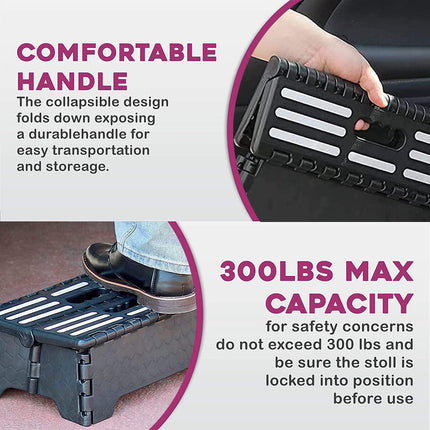 Portable Folding Step Stool, 12.7 cm, Collapsible Half Step Stool for Seniors and Adults, 100 kg, for Elderly People Getting Up a High Bed or Stairs