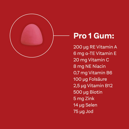 Doppelherz Skin + Hair + Nails Gums - with vitamins &amp; minerals - Zinc supports the maintenance of normal skin, hair and nails - vegan - approx. 60 soft gummies
