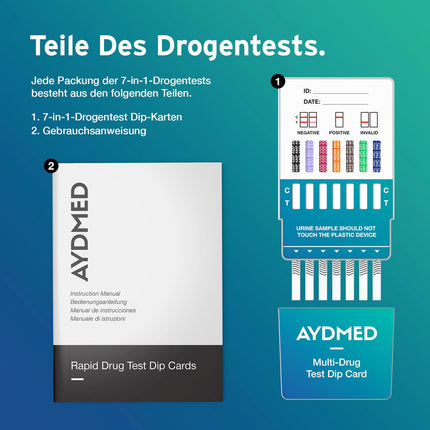5 x AYDMED 7-in-1 Rapid Drug Test | Drug Test for Self-Test Urine Screening | Drug tests for the detection of cocaine, opiates, methadone, amphetamines, cannabis, ecstasy, and benzodiazepines