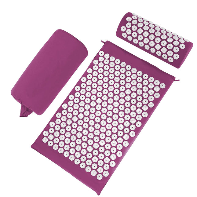 Acupressure Purple Acupressure Set Acupressure Mat, Acupuncture Point Massage Pillow, Neck and Back Pain Relief, Muscle Relaxation and Stress Relief, Sciatica Relief, Purple White