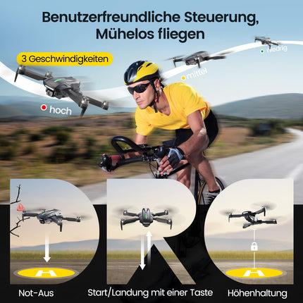 DEERC Drone with 1080P Camera for Kids, RC Quadcopter D75 Foldable with Wifi Transmission, Long Flight Time, Brushless Motor, Altitude Hold, One Key Start Drone Game Gift for Beginners Boys, C0