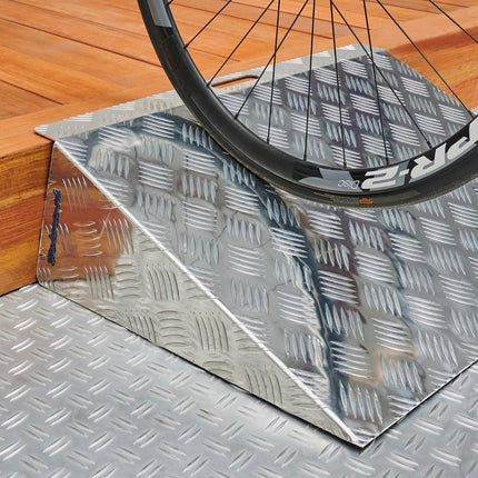 Datona Door Threshold Ramp Long - Aluminum, 15-20 cm Height, 60 cm Length, 73 cm Width, 300 kg Load Capacity, Silver
