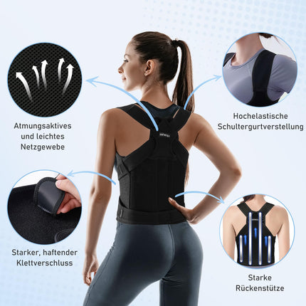 Back Straightener Back Support Belt Posture Corrector Women: Posture Correction Belt for Men - Adjustable Back Support Corrector - Posture Trainer Back Belt for Shoulder Neck - Black L