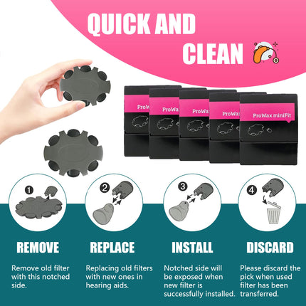 Hearing Aid Wax Filters for Oticon ProWax MiniFit, ProWax MiniFit Replacement Wax Filters with 6 Tools and 6 Filters (5 Pack/30 Pieces)
