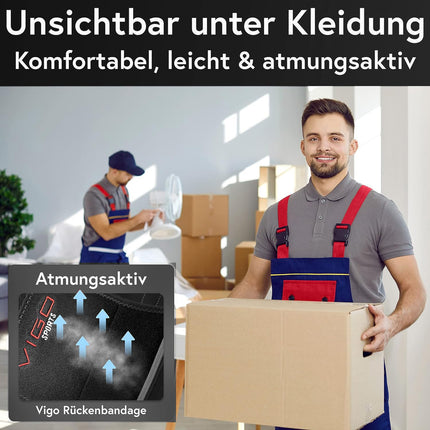 VIGO SPORTS back support, machine washable - anti-sweat kidney belt for effective back stabilization - back support belt for men and women - warming lumbar support belt