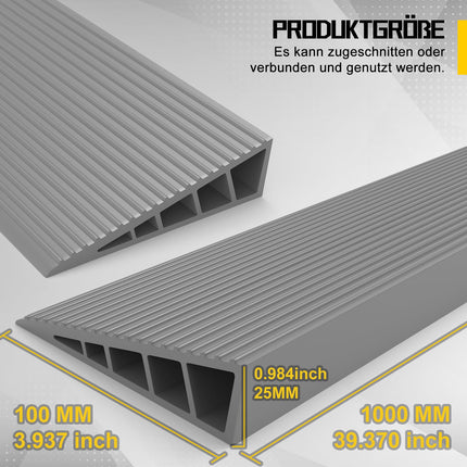 Zilchx Door Threshold Ramps 100x10x2.5cm, Self-Adhesive Threshold Ramp Made of Solid Rubber, Non-Slip Wheelchair Ramp for Door Thresholds, Robot Vacuum Cleaners, Wheelchairs, Strollers, Rollators &amp; E-Scooters, Grey