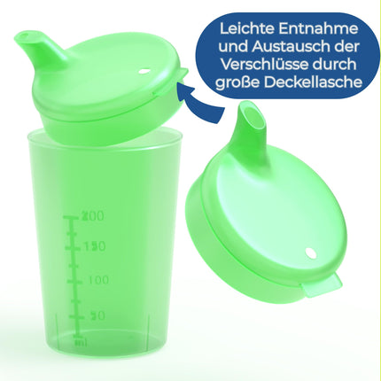 Horn Medical 5-pack adult drinking aids 250ml sippy cups PLUS 5 lids for liquids &amp; 5 lids for porridge/mushroom - color selectable (colorful)
