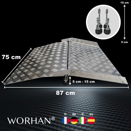 WORHAN Mobile threshold ramp Variable height adjustment Loading platform Step ramps Wheelchair ramp Aluminium ramp Door threshold ramp TR87