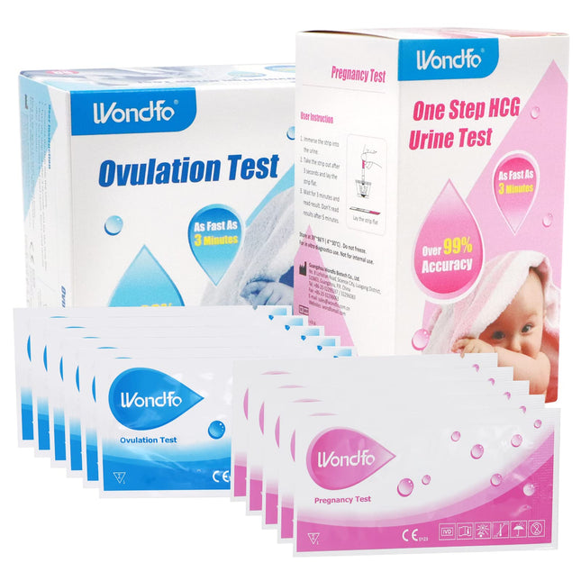 Wondfo 20 Pregnancy Tests 50 Ovulation Tests 10 mIU/ml HCG Rapid Test Strips Ovulation Test LH Fertility Test for Women