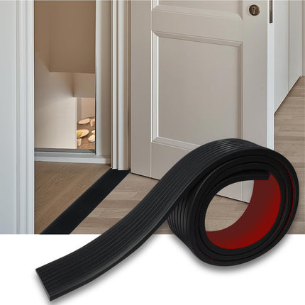 SDLDEER Rubber Door Threshold Ramp, 5 cm x 1 cm x 1 m Threshold Transition Rail, Self-Adhesive Transition Profiles, Threshold Ramp for Doorways, Strollers, Garages (Black)