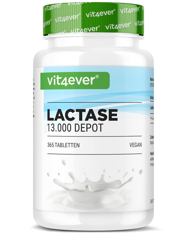 Lactase 13,000 Depot - 365 tablets with depot effect (Sepismart® Slow Release) - High dosage with 13,000 FCC units - For lactose and milk intolerance - No unwanted additives