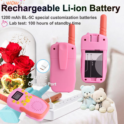 TUCHUNME Walkie Talkie Kids, Rechargeable 8 Channels Outdoor Toy Two-Way Radio with Flashlight Gifts for Boys and Girls Long Range for Outdoor Trip Adventures, Camping, Hiking