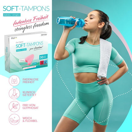 JOYDIVISION Soft Tampons Regular I 50 Count I Stringless Tampons for Sports, Swimming &amp; Spa I Menstrual Sponges Ultra Soft I Easy Insertion &amp; Removal I Soft Tampon Without String