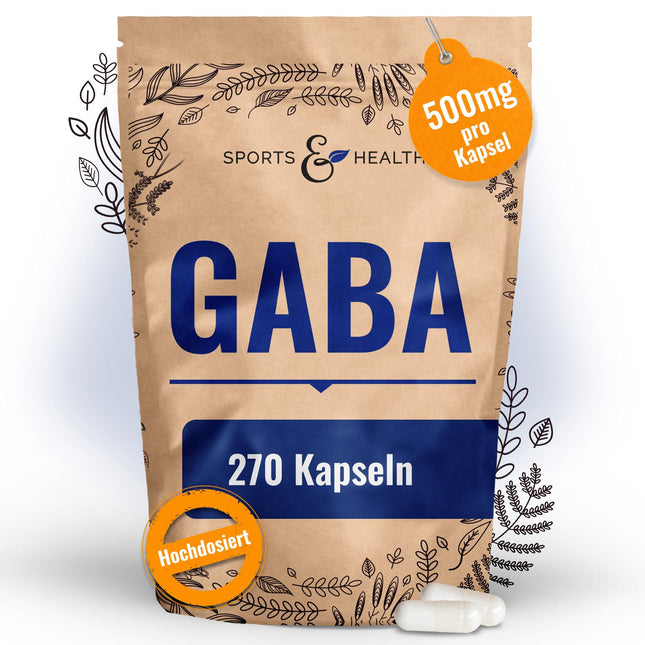 GABA Capsules High Dose – 500 mg per capsule – 270 Capsules 500 mg each – Vegan – Gamma Aminobutyric Acid – GABA High Dose – 100% Natural, No Additives – Own Production