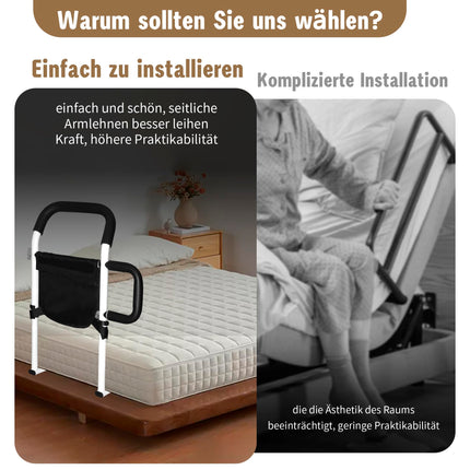 Hobubu Bed Rail for Elderly with LED Motion Light, Safety Bed Support Bar with Double Grab Handles and Storage Bag, Fall Protection for Elderly, Disabled,