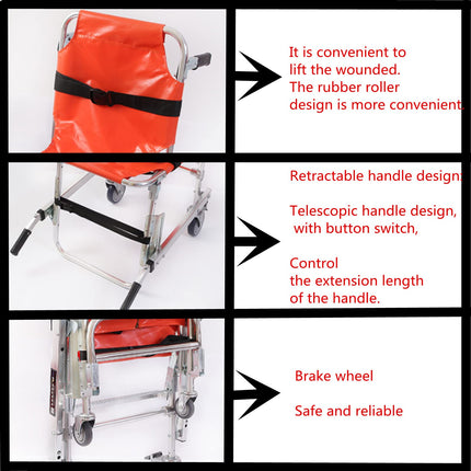 Transport chair, evacuation chair, carrying chair, patient transport, stair chair, hospital chair, lightweight, foldable ambulance firefighter evacuation chair for ambulances with sc