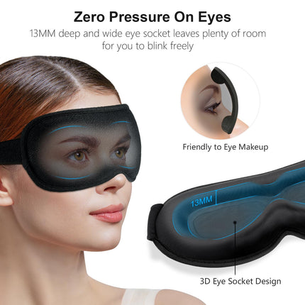 Gritin 3D Sleep Mask for Side Sleepers, Upgraded Breathable Sleeping Mask with Adjustable Elastic Strap, Light Blocking, Comfortable &amp; Ergonomic Eye Mask for Men and Women, 2 Pairs of Earplugs