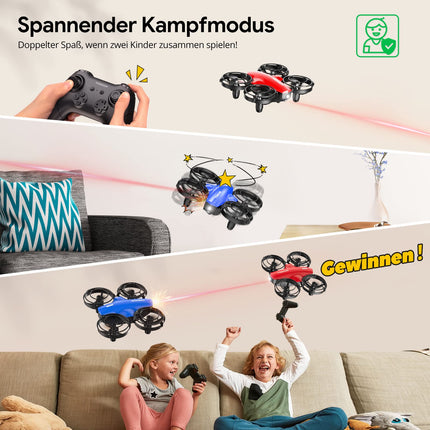 Tomzon mini drone for children beginners RC quadcopter with 24min long flight time, combat drone with 360° propeller protection, aircraft remote controlled toy drone throwing go/3D flip/circular flight, nano drone